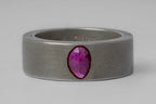 Punchout Setting, Ruby Faceted Slab Ring