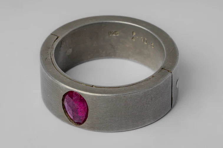 Punchout Setting, Ruby Faceted Slab Ring