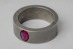 Punchout Setting, Ruby Faceted Slab Ring
