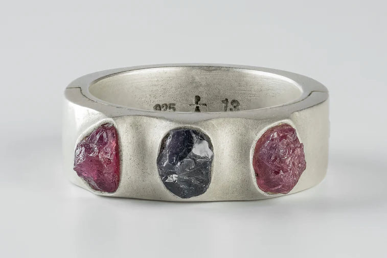 Terrestrial Surfaced, 3 Winza Sapphires Ring