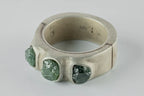 Terrestrial Surfaced, 3 Rough Green Sapphires Ring