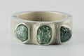 Terrestrial Surfaced, 3 Rough Green Sapphires Ring