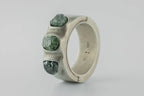 Terrestrial Surfaced, 3 Rough Green Sapphires Ring