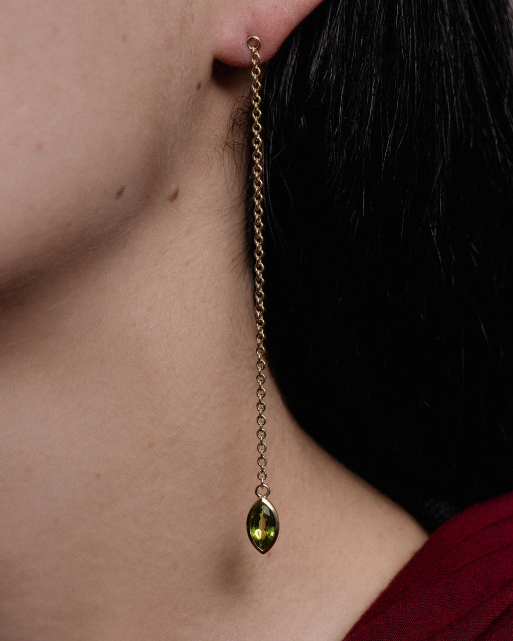 Mismatch 14K Yellow Gold Peridot Earrings