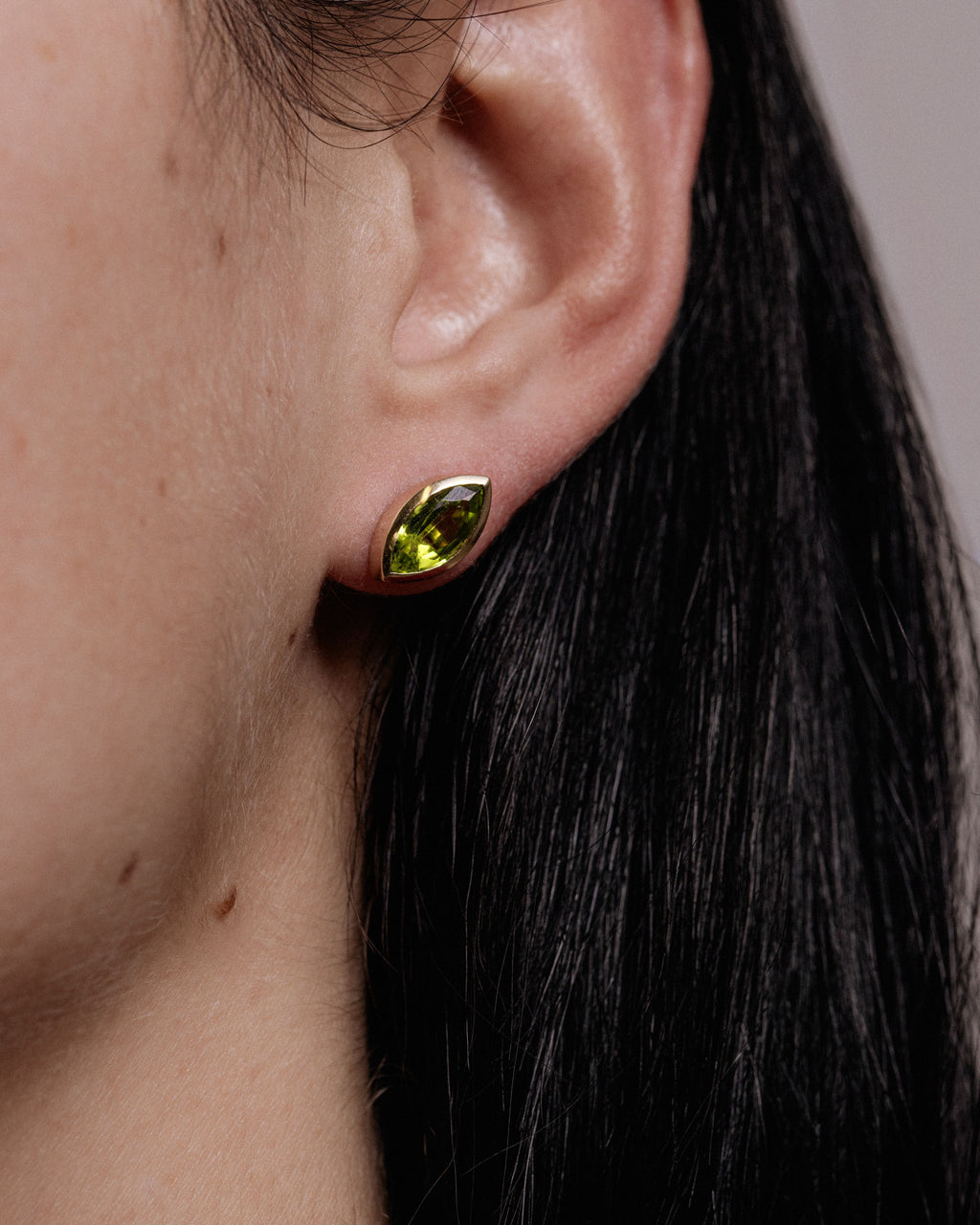 Mismatch 14K Yellow Gold Peridot Earrings