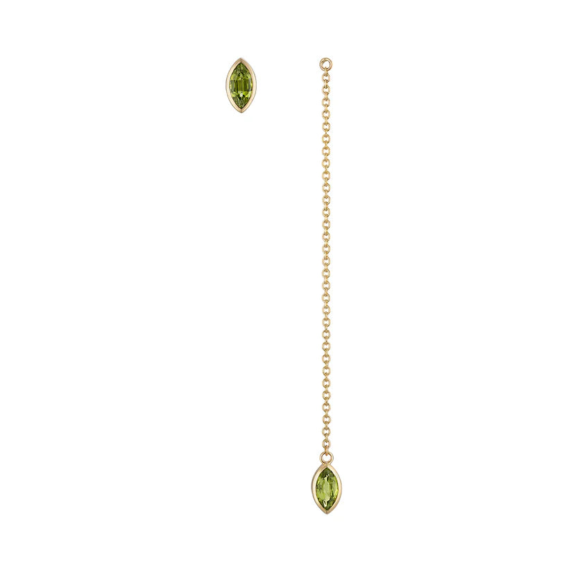 Mismatch 14K Yellow Gold Peridot Earrings
