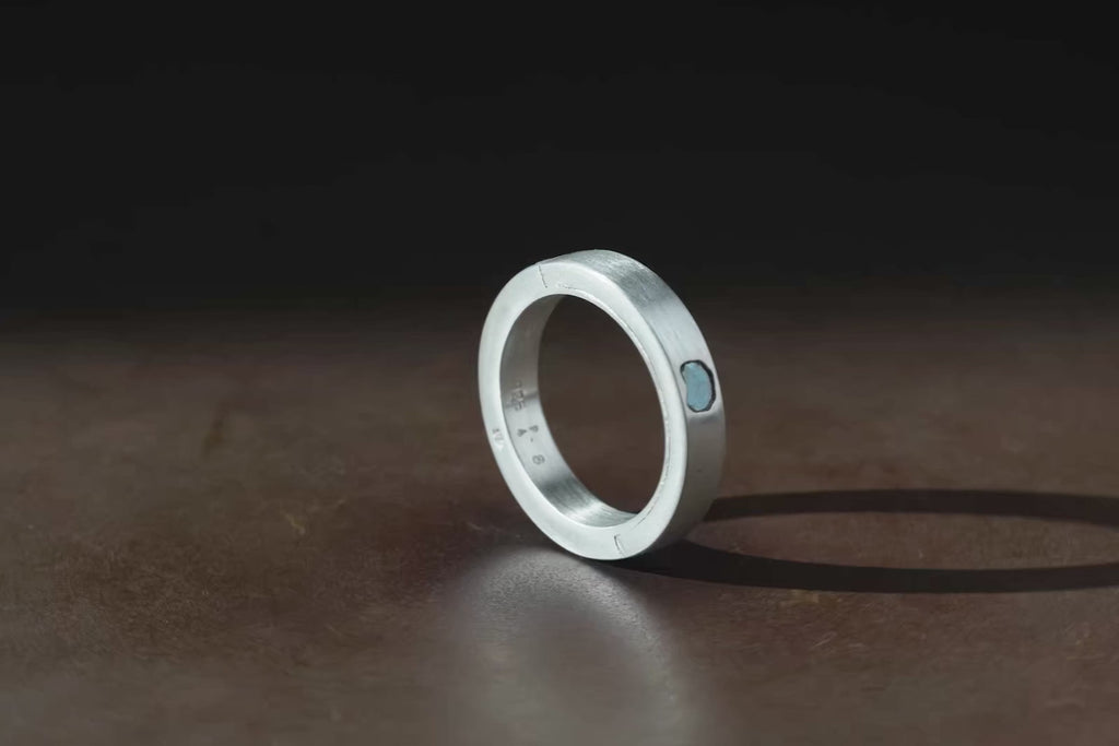Blue Diamond Slab Ring